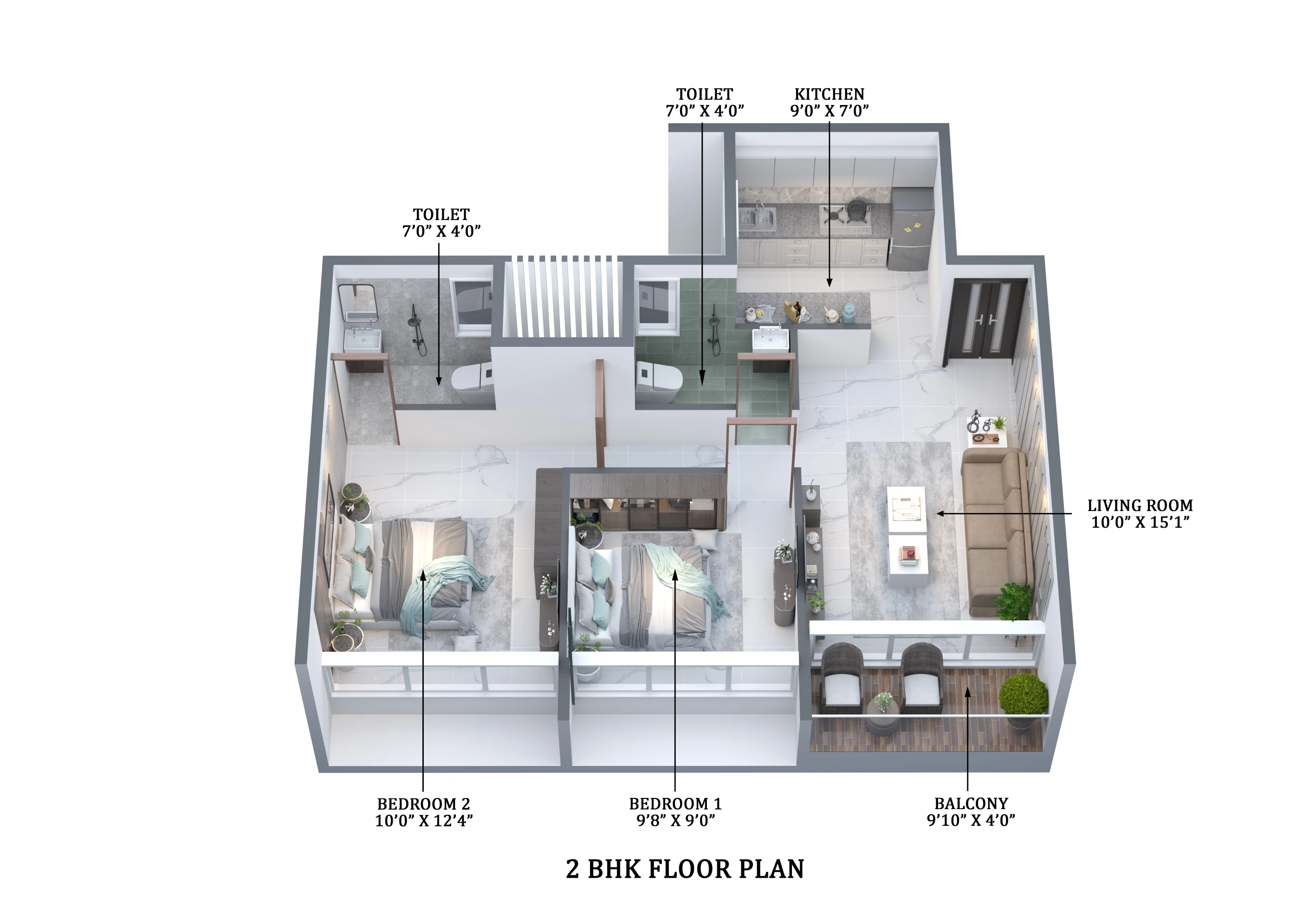 1 BHK Luxury Residence Floor Plan